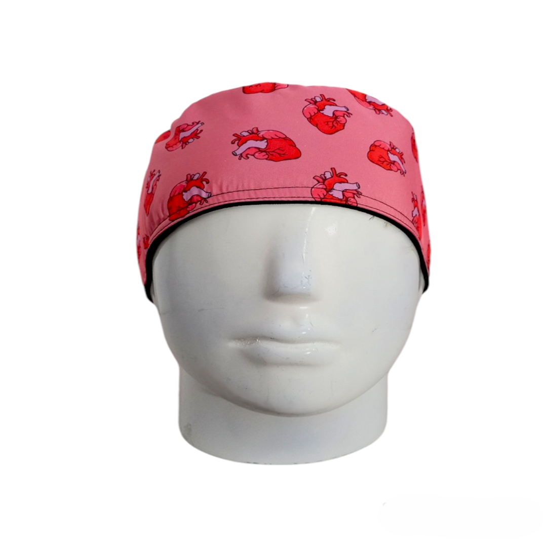 Gorro Quirúrgico Mujer y Portacarnet Corazones Salmón - gorro antifluido para mujer Doctools - foto 3