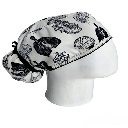 Gorro Quirúrgico Mujer y Portacarnet Órganos Blanco - gorro antifluido para mujer Doctools - foto 2