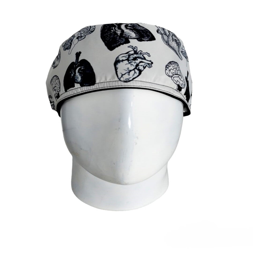 Gorro Quirúrgico Mujer y Portacarnet Órganos Blanco - gorro antifluido para mujer Doctools - foto 3