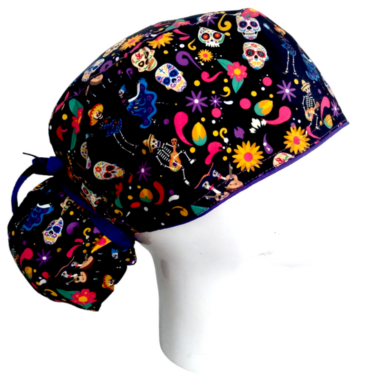 Gorro Quirúrgico Mujer y Portacarnet Catrinas y Flores - gorro antifluido para mujer Doctools - foto 2