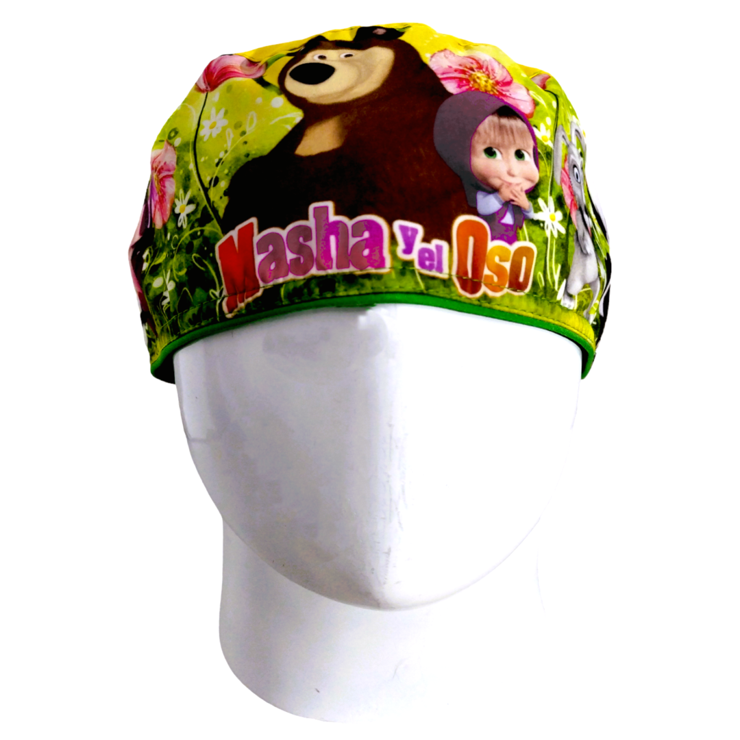 Gorro Quirúrgico Mujer y Portacarnet Masha y el Oso - gorro antifluido para mujer Doctools - foto 3