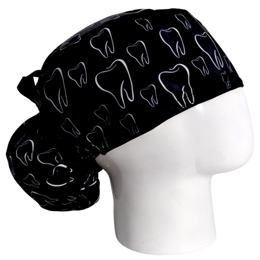 Gorro Quirúrgico Mujer y Portacarnet Odontología Siluetas Negro - gorro antifluido para mujer Doctools - foto 2