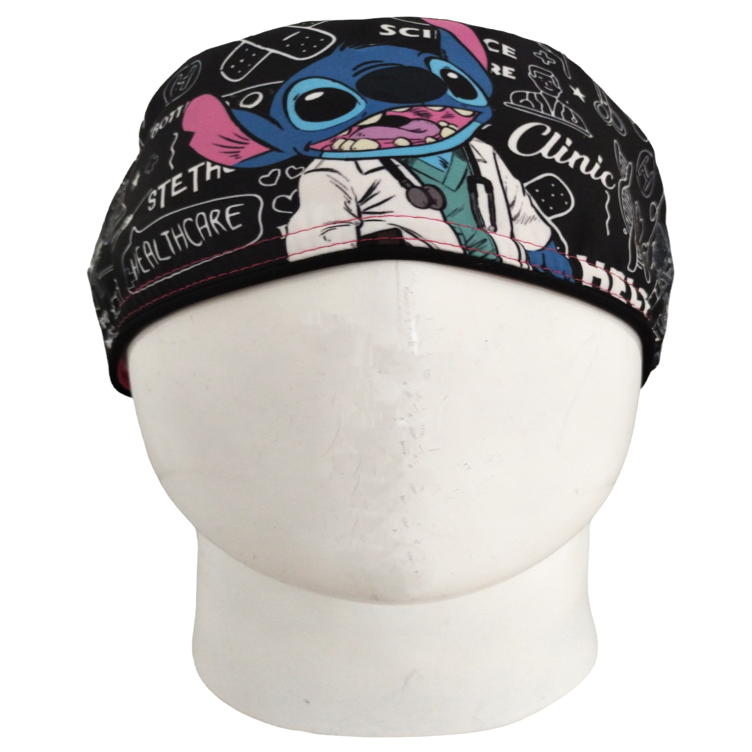 Gorro Quirúrgico Mujer y Portacarnet Stitch Médico Negro - gorro antifluido para mujer Doctools - foto 3