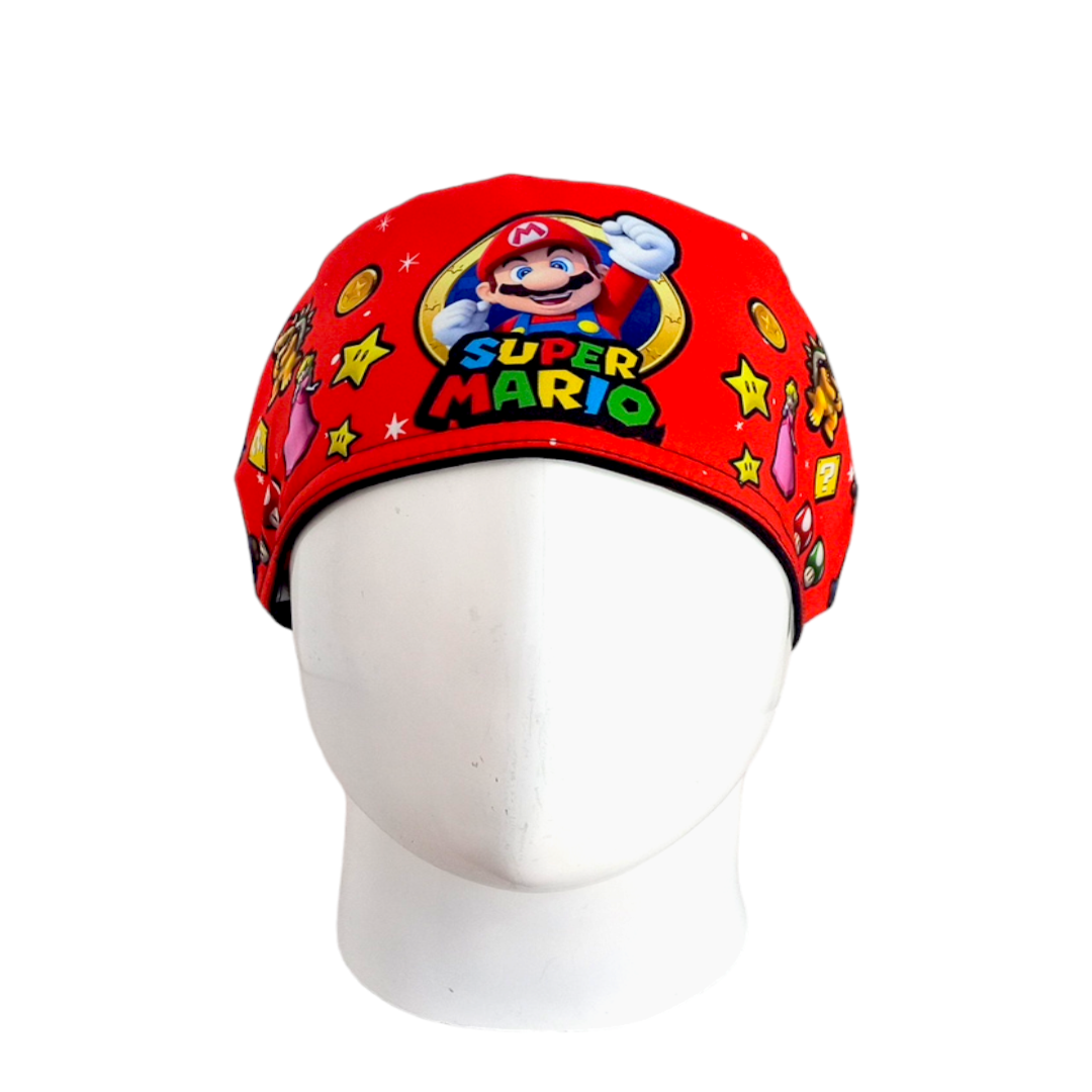 Gorro Quirúrgico Mujer y Portacarnet Mario Personajes Rojo - gorro antifluido para mujer Doctools - foto 3