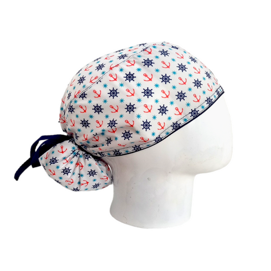 Gorro Quirúrgico Mujer y Portacarnet Marino Blanco - gorro antifluido para mujer Doctools - foto 2
