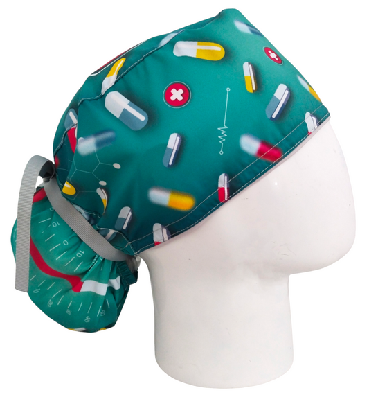 Gorro Quirúrgico Mujer y Portacarnet Cápsulas Verde - gorro antifluido para mujer Doctools - foto 2