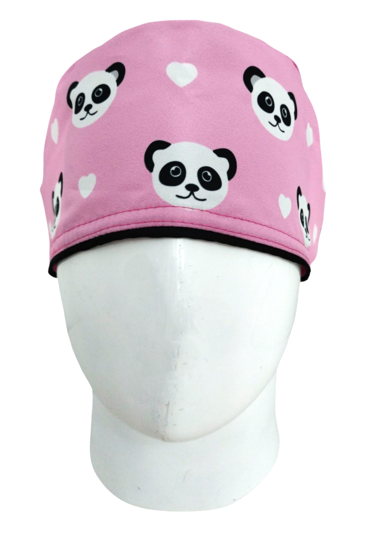 Gorro Quirúrgico Mujer y Portacarnet Panda Rosa - gorro antifluido para mujer Doctools - foto 3