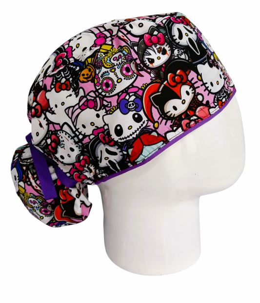 Gorro Quirúrgico Mujer y Portacarnet Hello Kitty Textura Halloween - gorro antifluido para mujer Doctools - foto 2