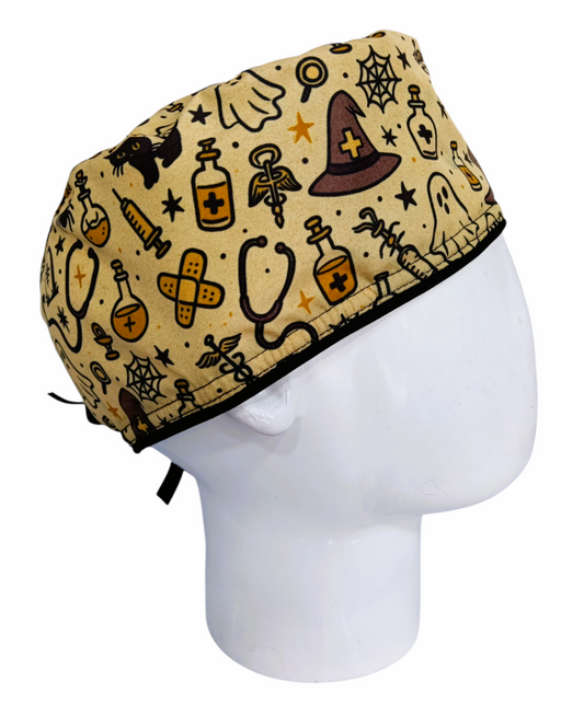 Gorro Quirúrgico Mujer y Portacarnet Halloween Beige Clásico - gorro antifluido para mujer Doctools - foto 2