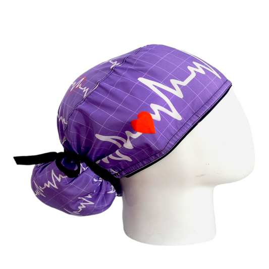 Gorro Quirúrgico Mujer y Portacarnet Latido Morado - gorro antifluido para mujer Doctools - foto 2