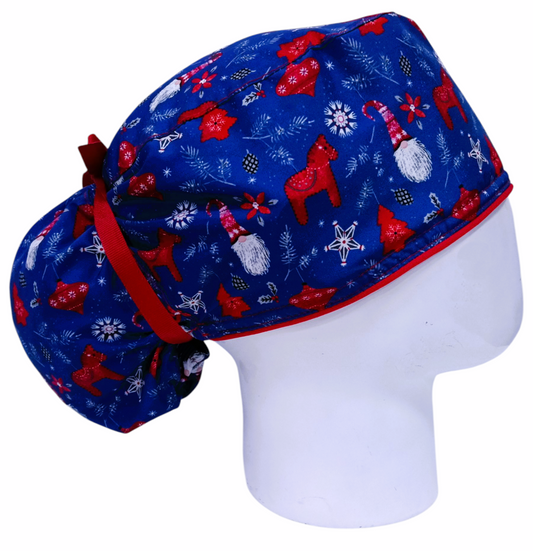 Gorro Quirúrgico Mujer y Portacarnet Navidad Gnomo Azul - gorro antifluido para mujer Doctools - foto 2
