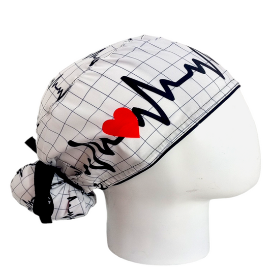 Gorro Quirúrgico Mujer y Portacarnet Latido Blanco - gorro antifluido para mujer Doctools - foto 2