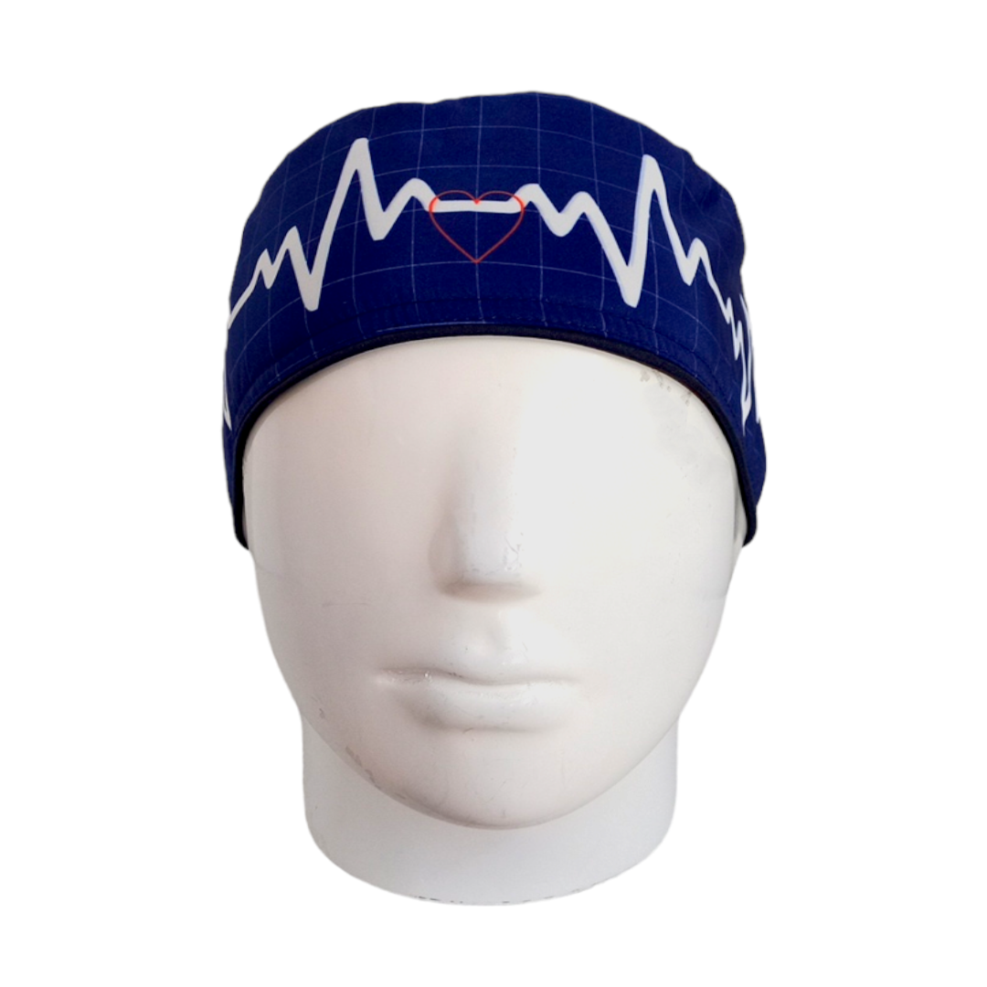 Gorro Quirúrgico Mujer y Portacarnet Latido Azul Oscuro - gorro antifluido para mujer Doctools - foto 3