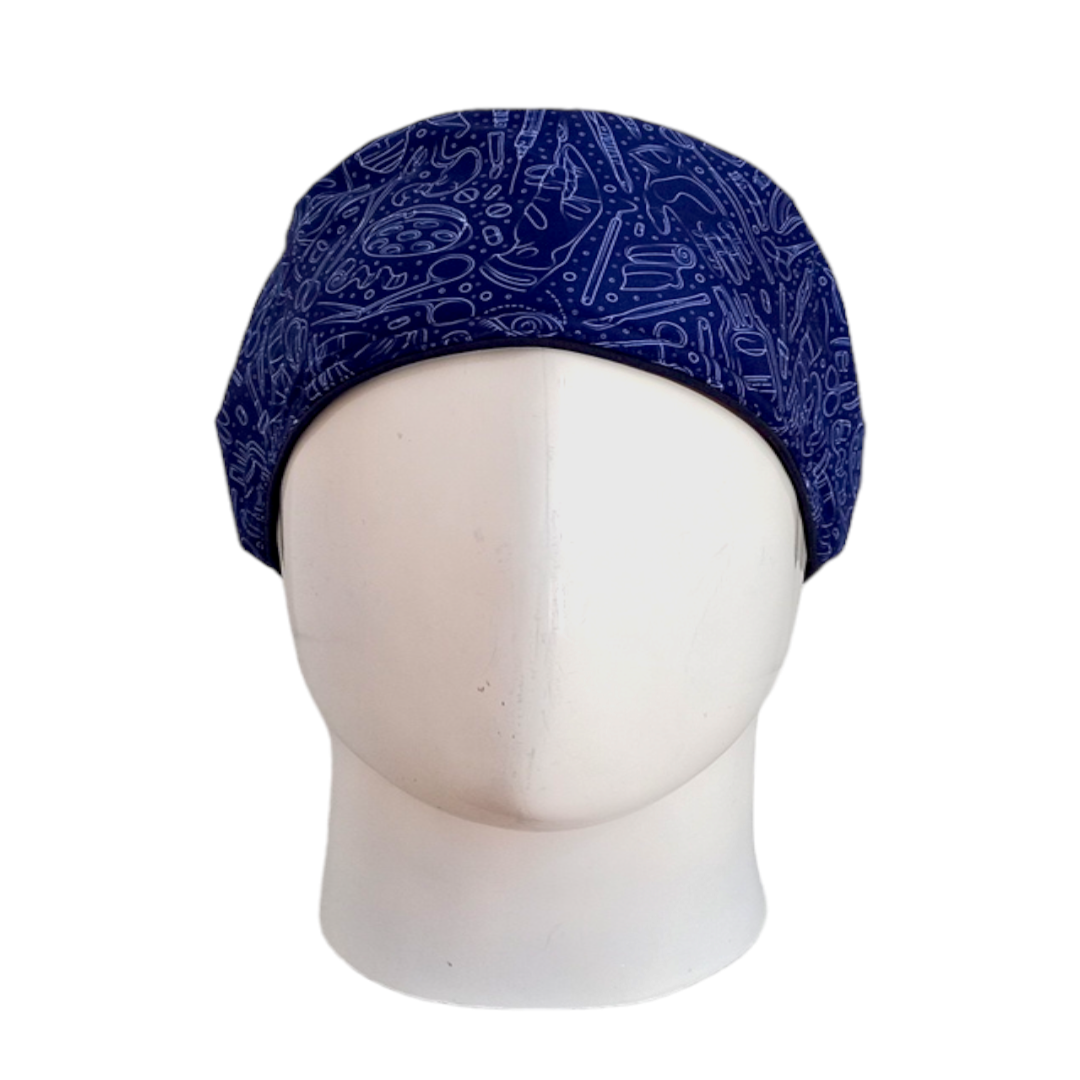 Gorro Quirúrgico Mujer y Portacarnet Instrumentadora Azul Oscuro sin Letras - gorro antifluido para mujer Doctools - foto 3