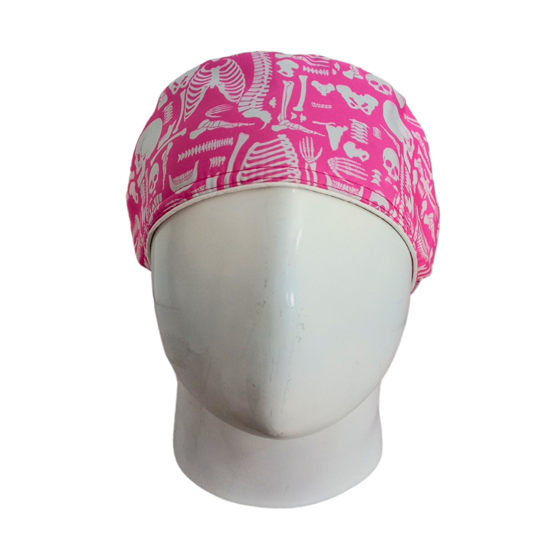 Gorro Quirúrgico Mujer y Portacarnet Huesos Rosa - gorro antifluido para mujer Doctools - foto 3