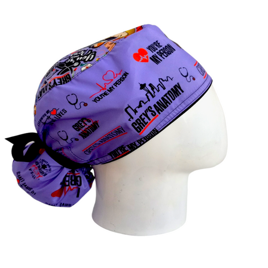 Gorro Quirúrgico Mujer y Portacarnet Grey's Anatomy Lila - gorro antifluido para mujer Doctools - foto 2