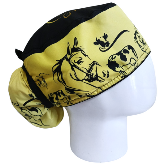 Gorro Quirúrgico Mujer y Portacarnet Vacas y Caballos - gorro antifluido para mujer Doctools - foto 2