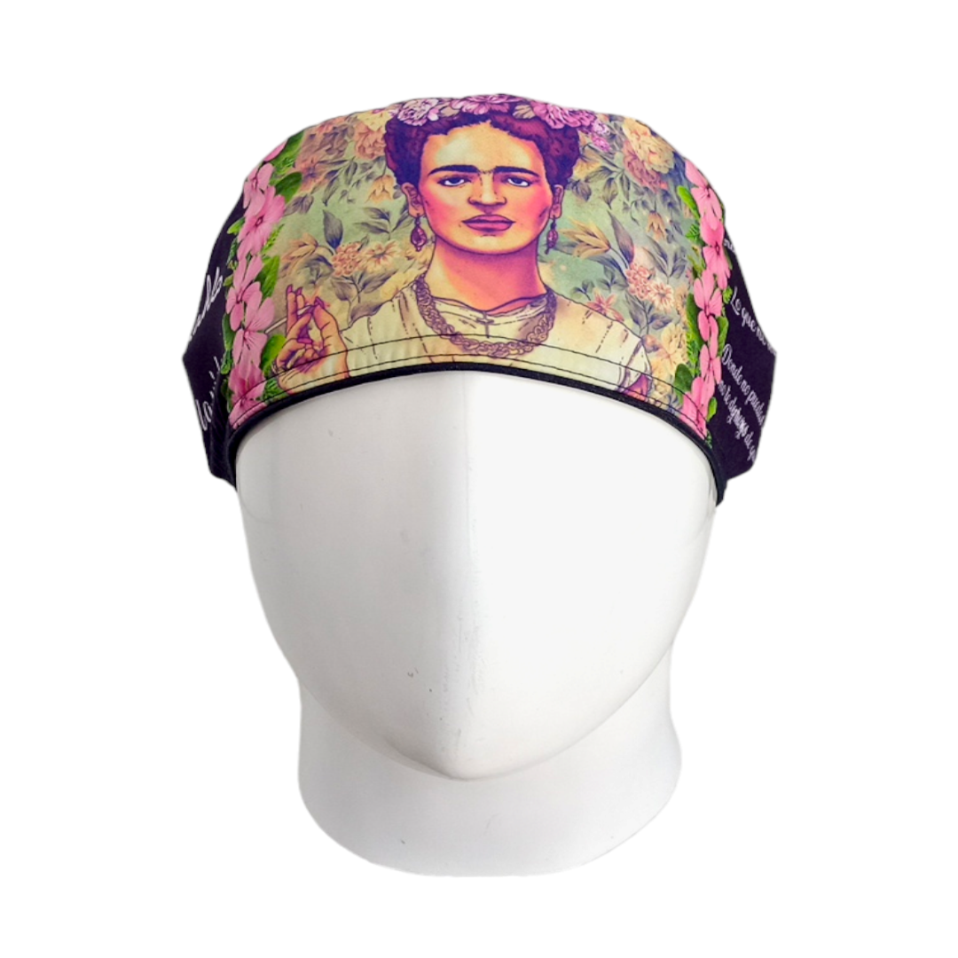 Gorro Quirúrgico Mujer y Portacarnet Frida Letras Blancas - gorro antifluido para mujer Doctools - foto 3