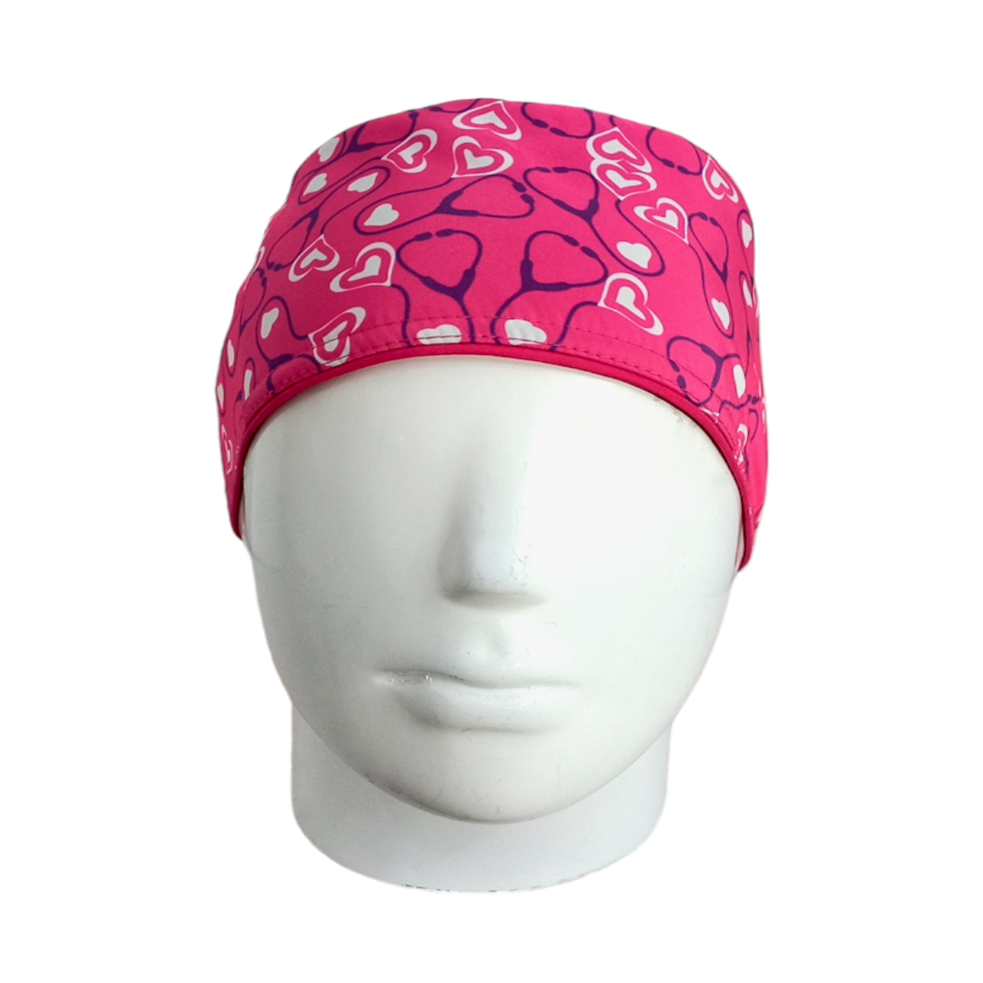 Gorro Quirúrgico Mujer y Portacarnet Fonendoscopios Fucsia - gorro antifluido para mujer Doctools - foto 3