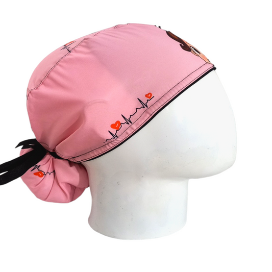 Gorro Quirúrgico Mujer y Portacarnet Enfermera Rosa - gorro antifluido para mujer Doctools - foto 2
