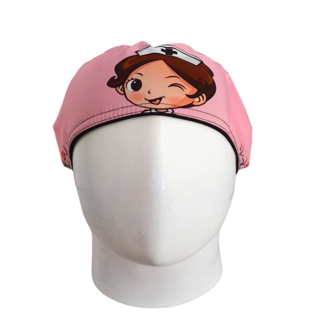 Gorro Quirúrgico Mujer y Portacarnet Enfermera Rosa - gorro antifluido para mujer Doctools - foto 3