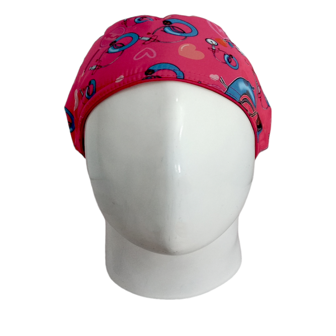 Gorro Quirúrgico Mujer y Portacarnet Dispositivos Fucsia - gorro antifluido para mujer Doctools - foto 3