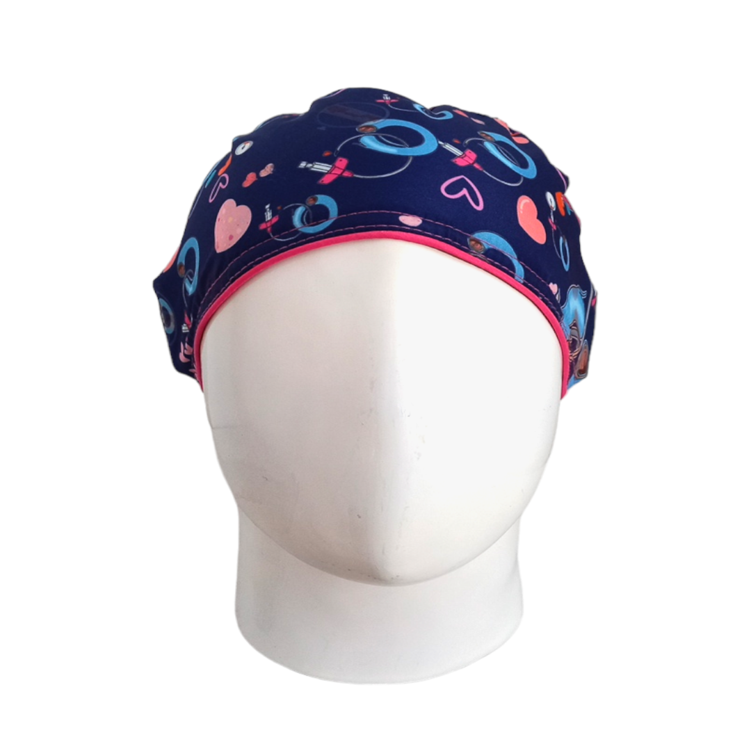 Gorro Quirúrgico Mujer y Portacarnet Dispositivos Azul Oscuro - gorro antifluido para mujer Doctools - foto 3