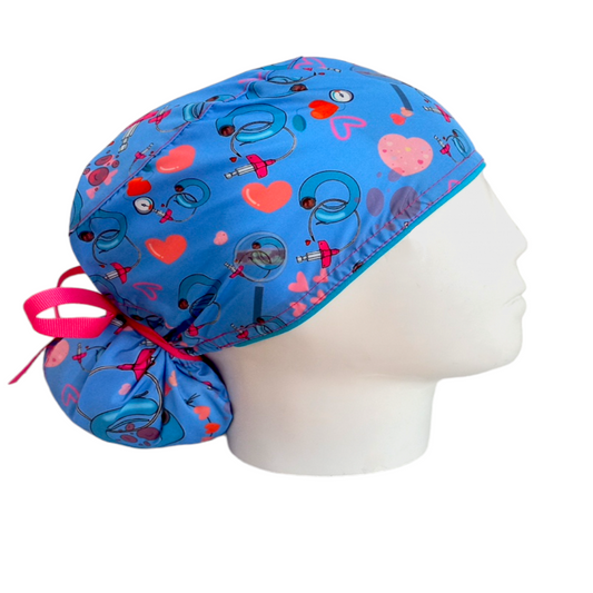 Gorro Quirúrgico Mujer y Portacarnet Dispositivos Azul Claro - gorro antifluido para mujer Doctools - foto 2