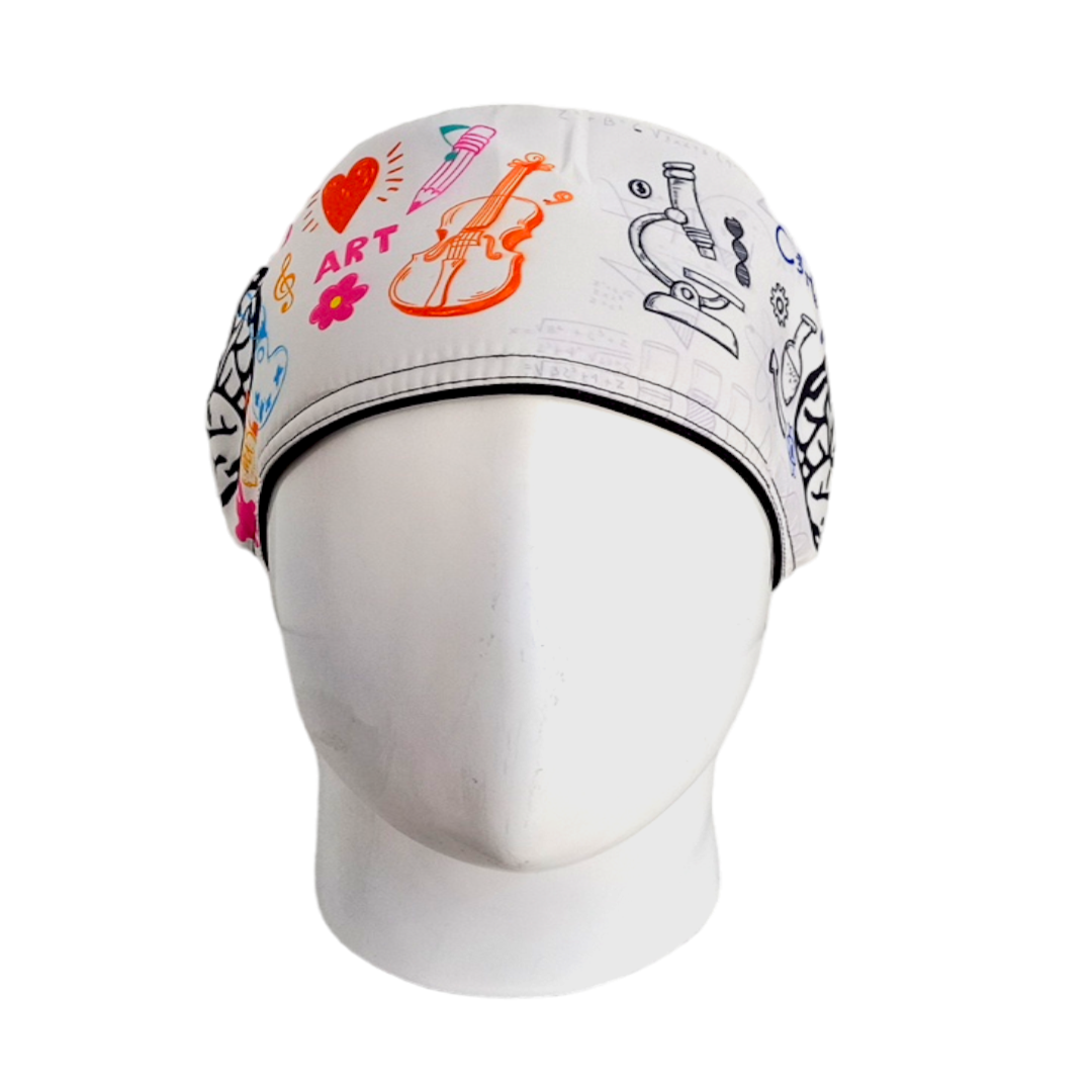 Gorro Quirúrgico Mujer y Portacarnet Cerebro Hemisferios Blanco - gorro antifluido para mujer Doctools - foto 3