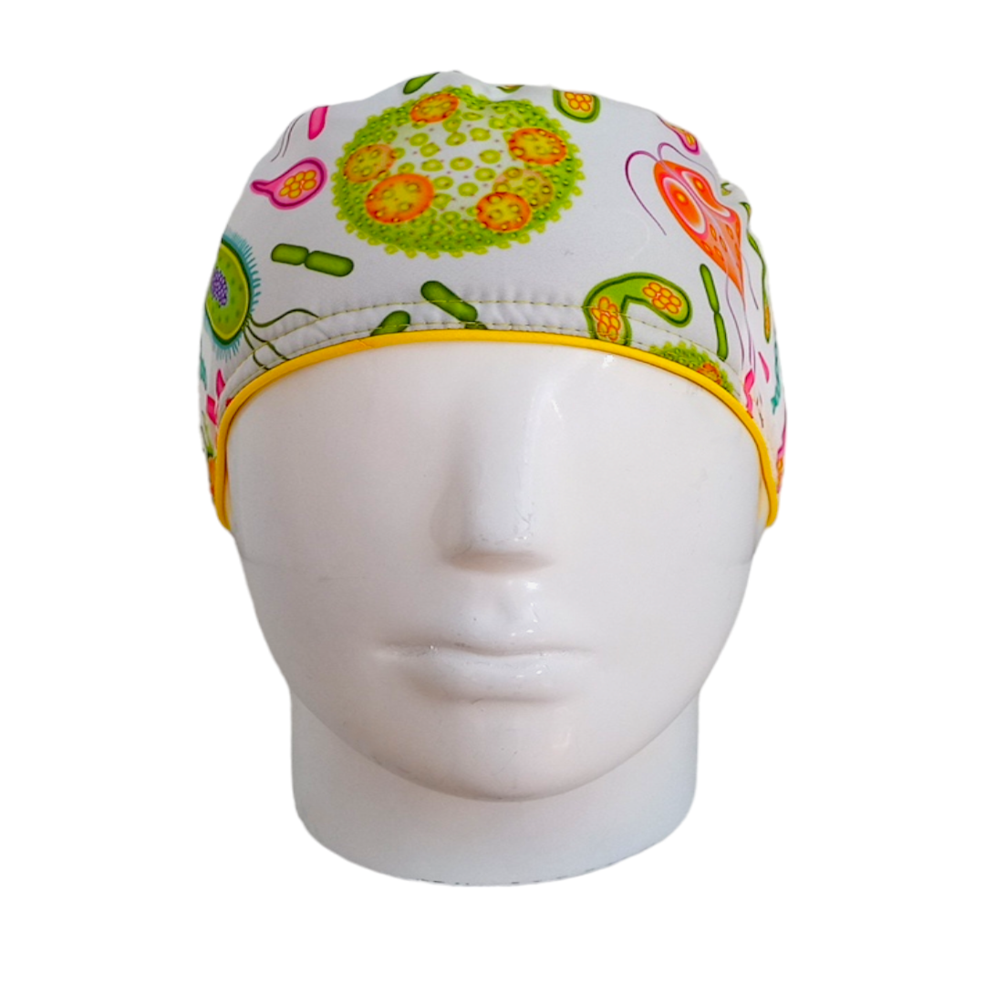 Gorro Quirúrgico Mujer y Portacarnet Células Blanco - gorro antifluido para mujer Doctools - foto 3