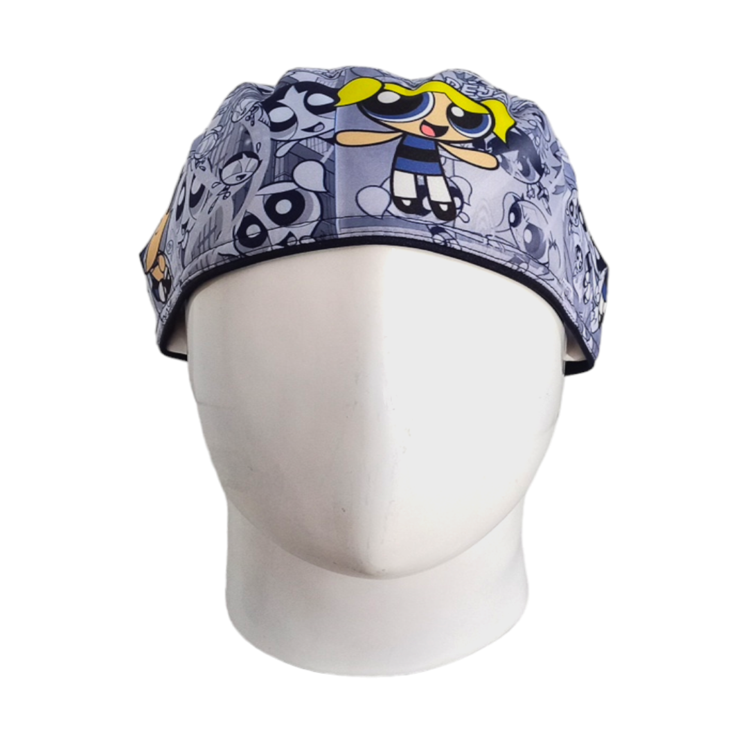 Gorro Quirúrgico Mujer y Portacarnet Burbuja Chicas Superpoderosas Azul Turquesa - gorro antifluido para mujer Doctools - foto 3