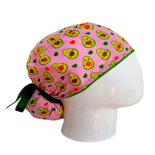 Gorro Quirúrgico Mujer y Portacarnet Aguacates Rosa - gorro antifluido para mujer Doctools - foto 2