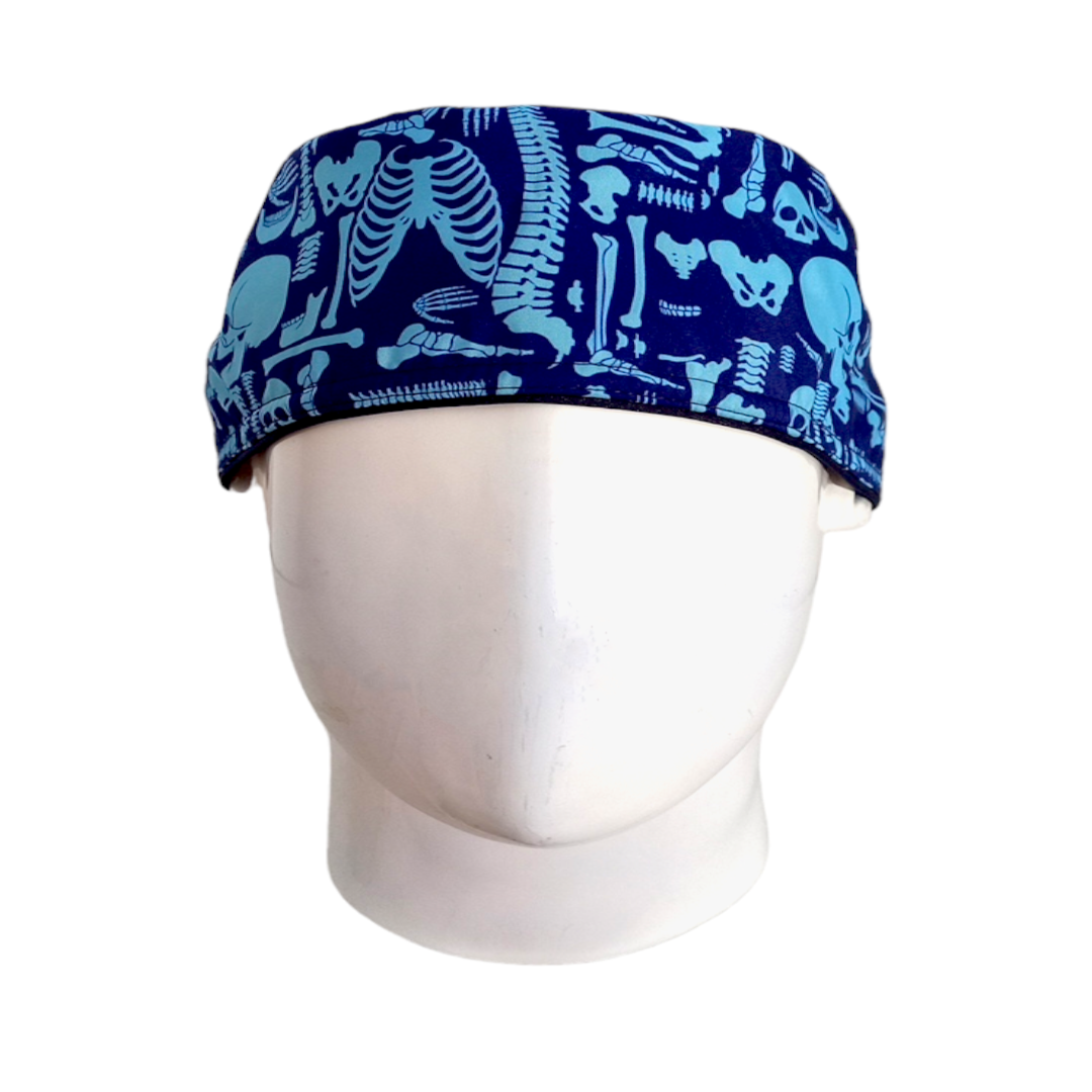 Gorro Quirúrgico Mujer y Portacarnet Huesos Azules Azul Oscuro - gorro antifluido para mujer Doctools - foto 3