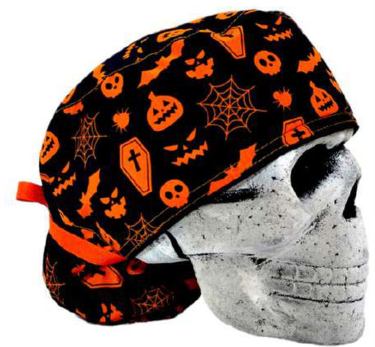 Gorro Quirúrgico Mujer y Portacarnet Calabazas Naranja - gorro antifluido para mujer Doctools - foto 2