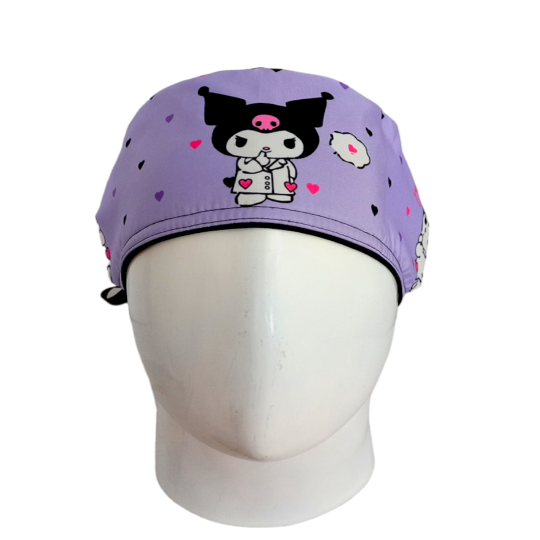 Gorro Quirúrgico Mujer y Portacarnet Kuromi Lila - gorro antifluido para mujer Doctools - foto 3