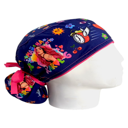 Gorro Quirúrgico Mujer y Portacarnet Karol G Azul - gorro antifluido para mujer Doctools - foto 2