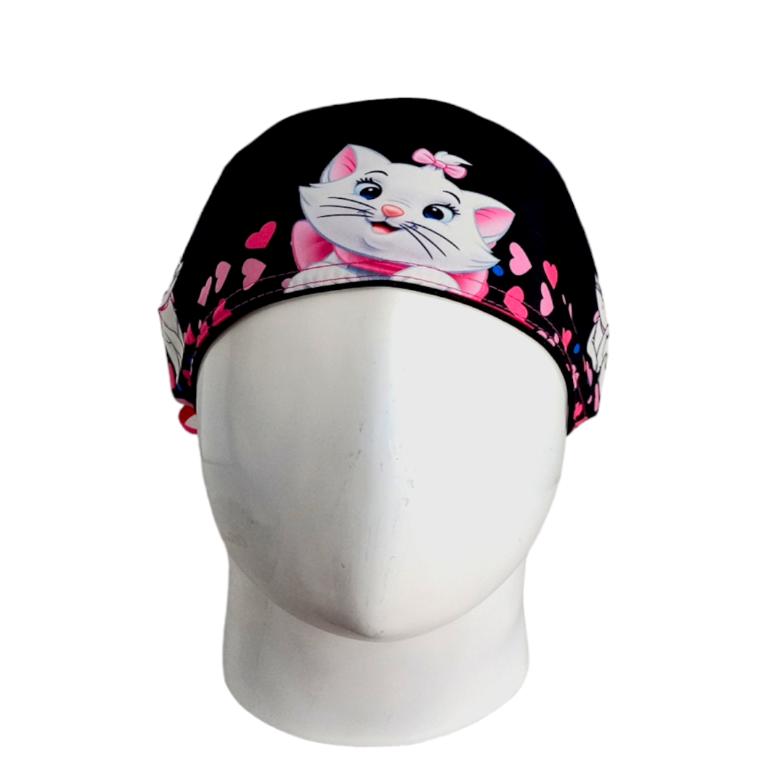 Gorro Quirúrgico Mujer y Portacarnet Marie Gata Negro - gorro antifluido para mujer Doctools - foto 3
