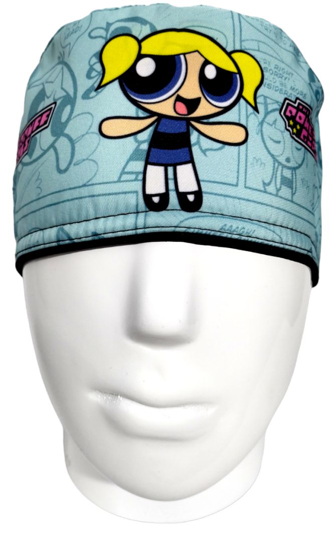Gorro Quirúrgico Mujer y Portacarnet Burbuja Chicas Superpoderosas Azul - gorro antifluido para mujer Doctools - foto 3