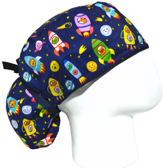 Gorro Quirúrgico Mujer y Portacarnet Cohetes y Animales - gorro antifluido para mujer Doctools - foto 2