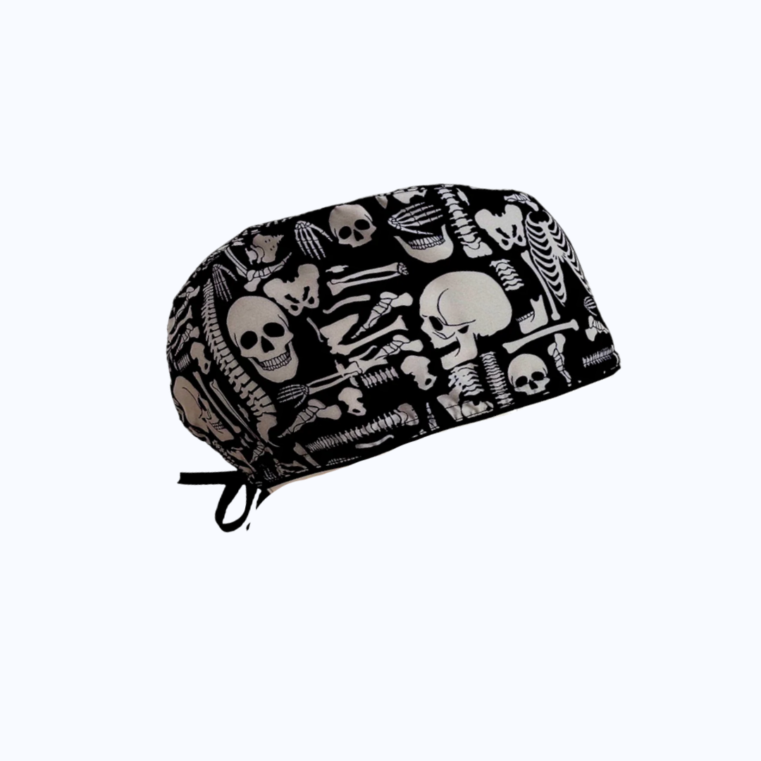 Gorro Quirúrgico Hombre y Portacarnet Esqueletos y Cráneos