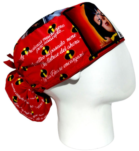 Gorro Quirúrgico Mujer y Portacarnet Edna Moda Rojo - gorro antifluido para mujer Doctools - foto 2