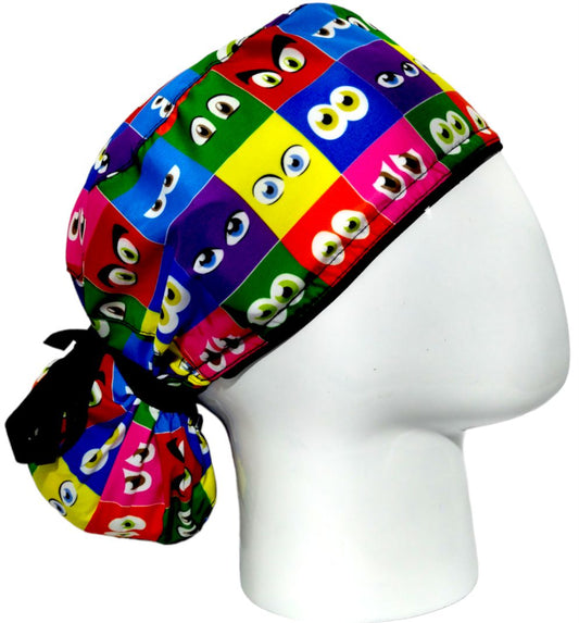 Gorro Quirúrgico Mujer y Portacarnet Ojos de Colores - gorro antifluido para mujer Doctools - foto 2