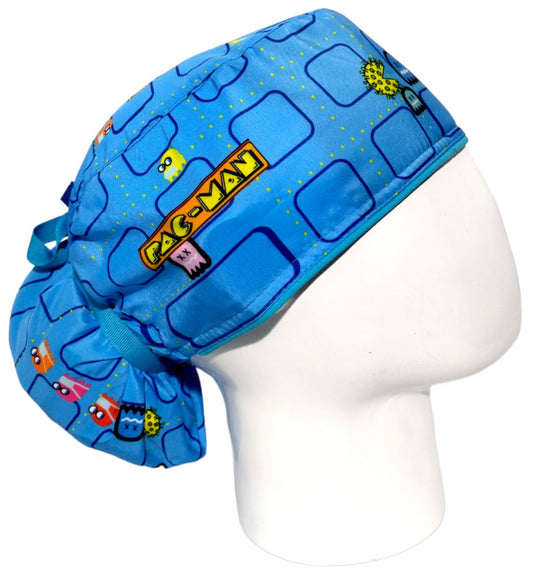 Gorro Quirúrgico Mujer y Portacarnet Pac-Man Azul Claro - gorro antifluido para mujer Doctools - foto 2