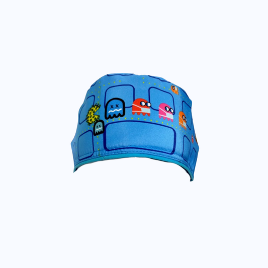 Gorro Quirúrgico Mujer y Portacarnet Pac-Man Azul Claro