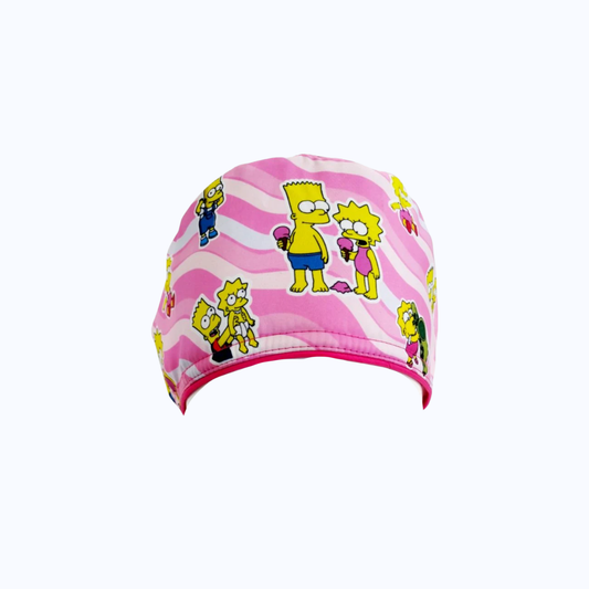 Gorro Quirúrgico Mujer y Portacarnet Lisa y Bart Simpson Rosa