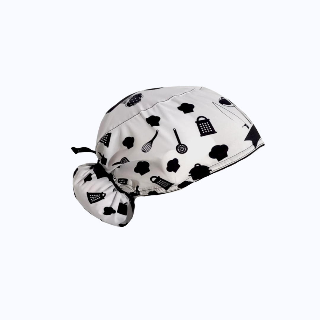 Gorro Quirúrgico Mujer y Portacarnet Cocina Blanco