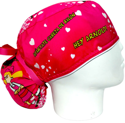Gorro Quirúrgico Mujer y Portacarnet Helga Hey Arnold Fucsia - gorro antifluido para mujer Doctools - foto 2