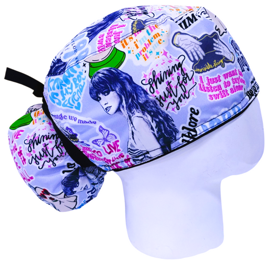 Gorro Quirúrgico Mujer y Portacarnet Taylor Swift Azul - gorro antifluido para mujer Doctools - foto 2