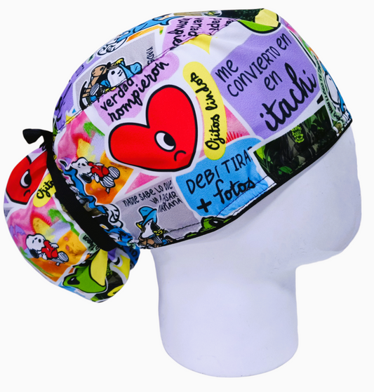 Gorro Quirúrgico Mujer y Portacarnet Snoopy Pegatinas - gorro antifluido para mujer Doctools - foto 2