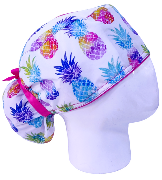 Gorro Quirúrgico Mujer y Portacarnet Piñas Blanco - gorro antifluido para mujer Doctools - foto 2